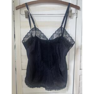 Vintage Mel-Lin Black Camisole Half Slip Nylon Lace Size Small USA Made